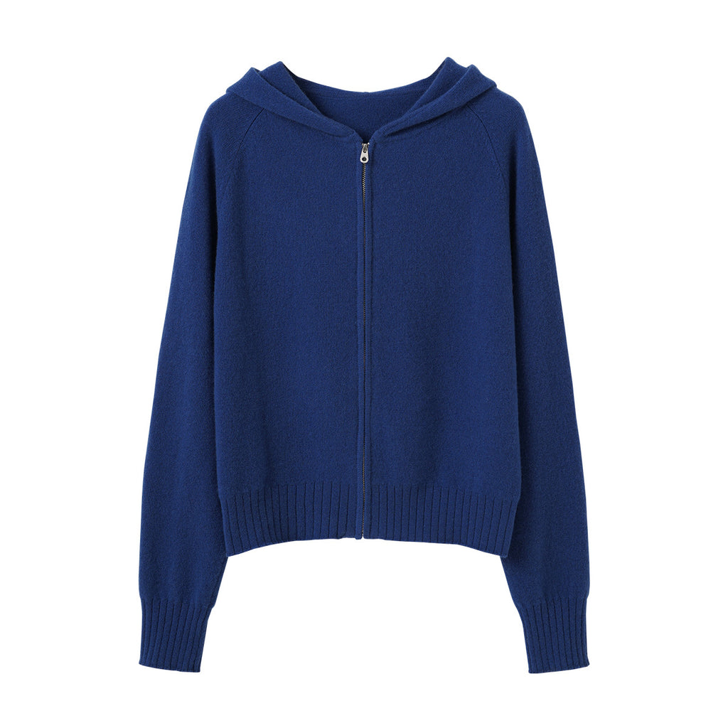 Knitted Zip-Up Hoodie Short Jacket Women's Korean-Style Casual Long Pants Belted Set