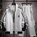 Men's  Zip-Up Stand Collar Hoodie Sweatpants Two-Piece Set