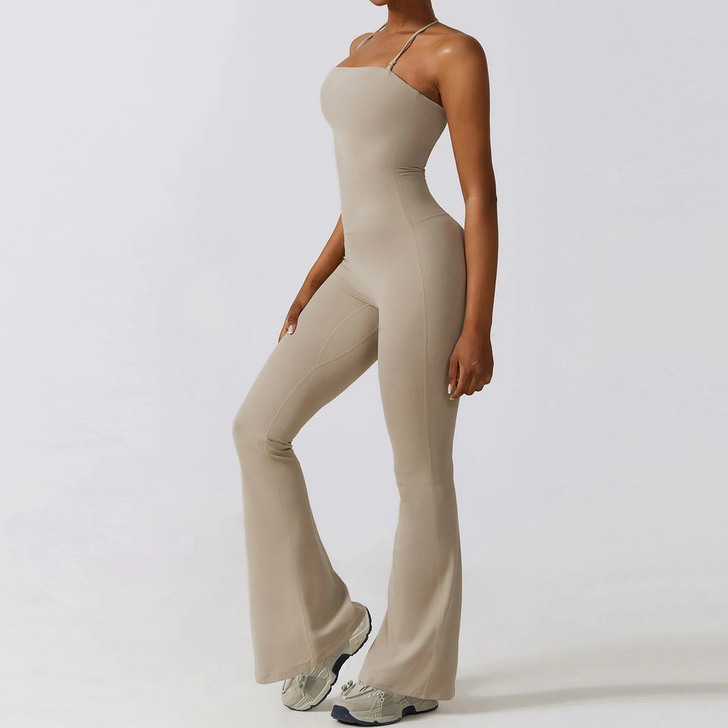 Bell Bottoms Gym Set Women One-piece Yoga Suit Sports Jumpsuit Women Fitness Rompers Stretch Workout Flare Leggings Bodysuits