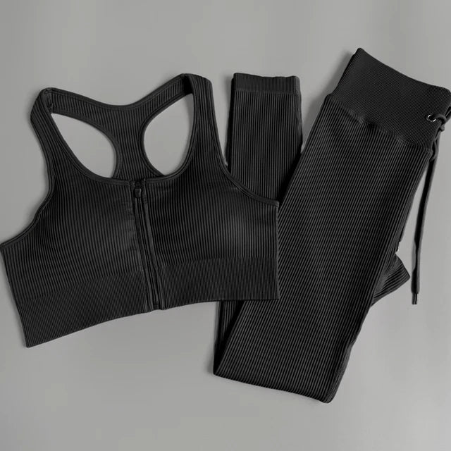 2/3/5PC Women's tracksuit Seamless Yoga Set Workout Sportswear Gym Clothing Drawstring High Waist  Leggings Fitness Sports Suits