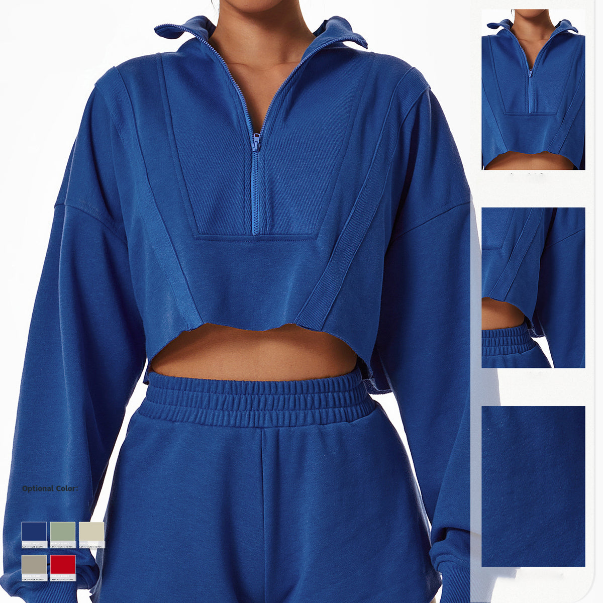 Loose Fashion Long Sleeve Sports Sweater Stand Collar Zipper Top Gym Training Leisure Outdoor Sweater
