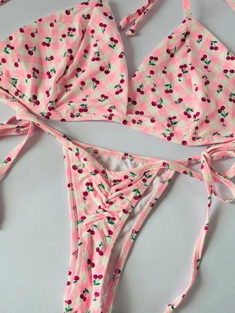 CONJUNTO ROSA CEREZAS PUSH UP — Talla L