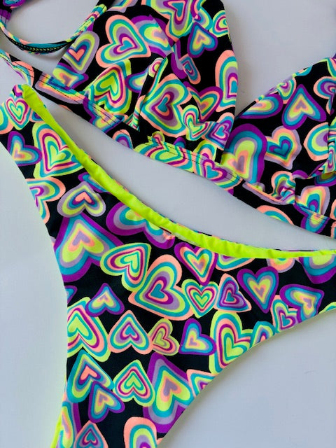 CONJUNTO NEGRO CORAZONES  TALLA S