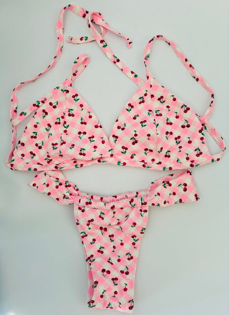 CONJUNTO ROSA CEREZAS CORTINA — Talla M