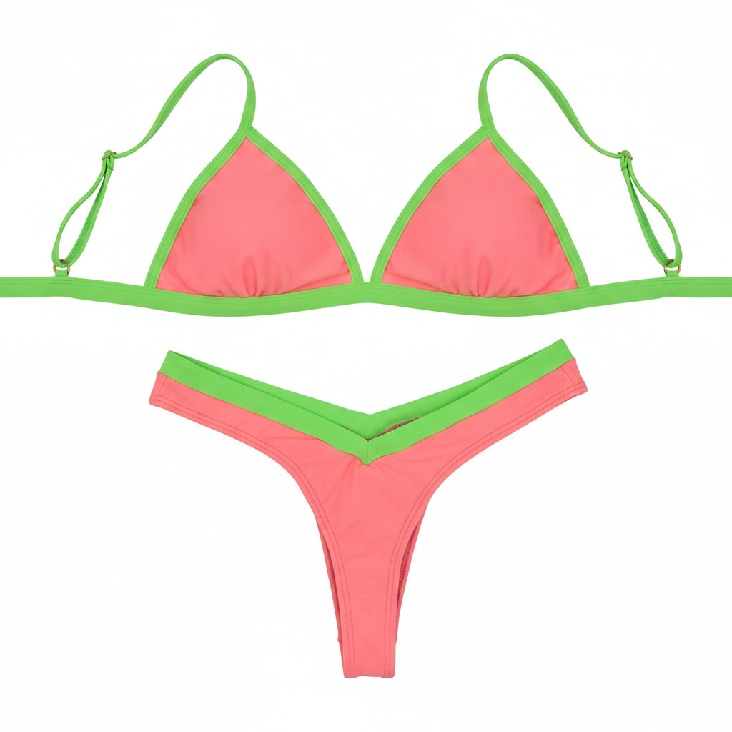 Conjunto Rosa Claro Verde Lima