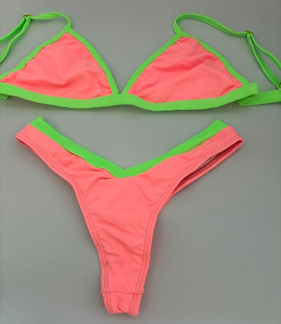 Conjunto Rosa Claro Verde Lima