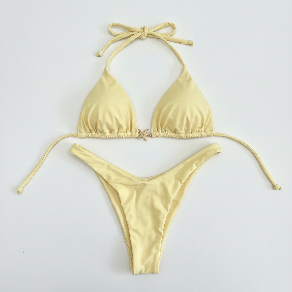 Bikini amarillo fondo blanco