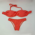 Bikini Naranja Pastel Lurex Fondo Blanco
