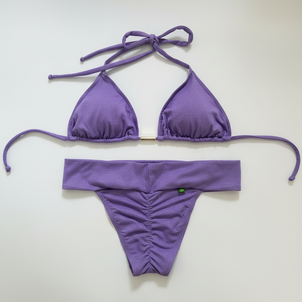Bikini Púrpura Lurex Fondo Blanco