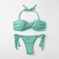 Bikini Verde Lurex Fondo Blanco Lazo Ancho