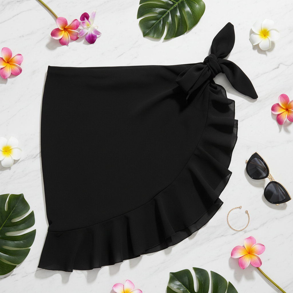 Pareo negro flat lay aéreo