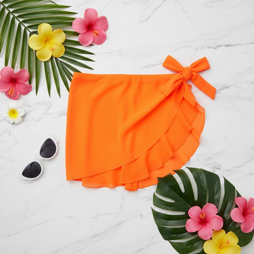 Pareo verde fluor flat lay aéreo