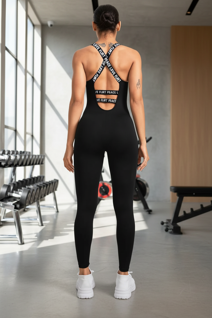 Pose deportiva editorial en gimnasio