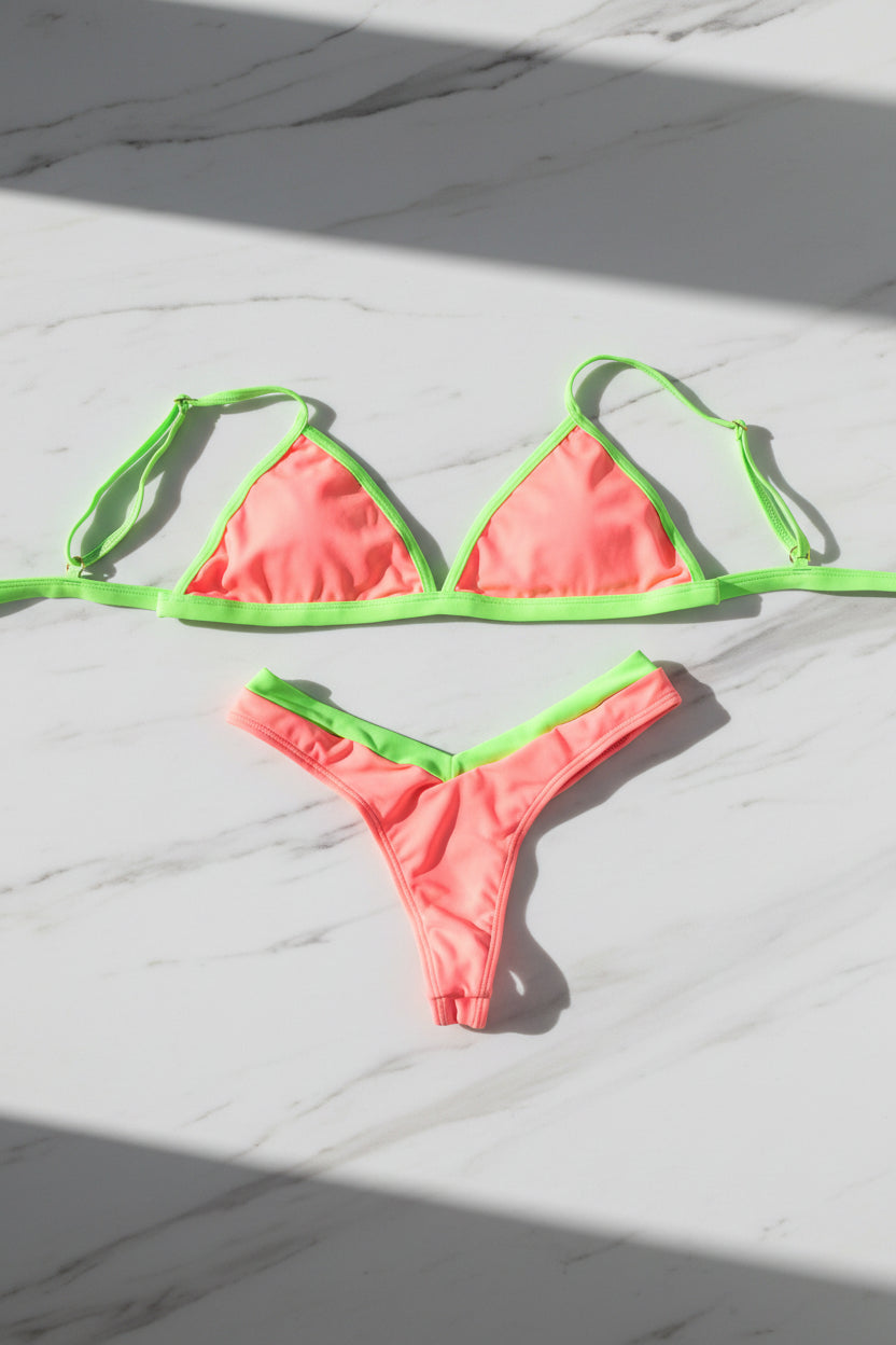 Conjunto Rosa Claro Verde Lima